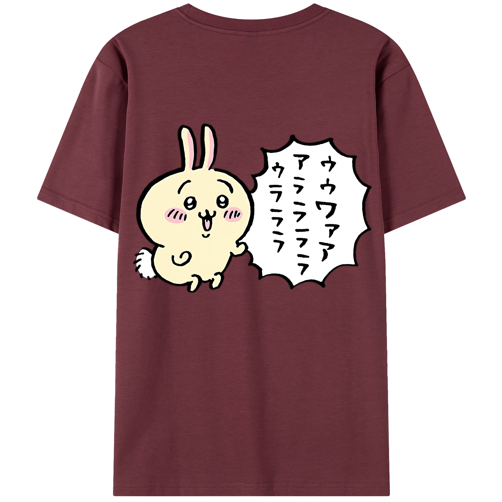 （画像用） ちいかわ うさぎ Chii-kawa usagi 綿100％半袖Tシャツ（背面プリント）